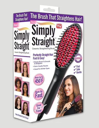 Vista 3 de Cepillo para alisar el pelo de Simply Straight en color negro y rosa