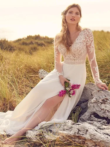 Vista 5 de TIRAS Vestidos de novia de playa para mujer para novia 2024 Bohe Lace Appliqued vestidos de novia de novia CM001