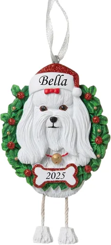 Vista 10 de Adorno personalizado para 2025, raza pura de perro Beagle, adorno para árbol de Navidad, decoración profesional personalizada, regalo para cachorro
