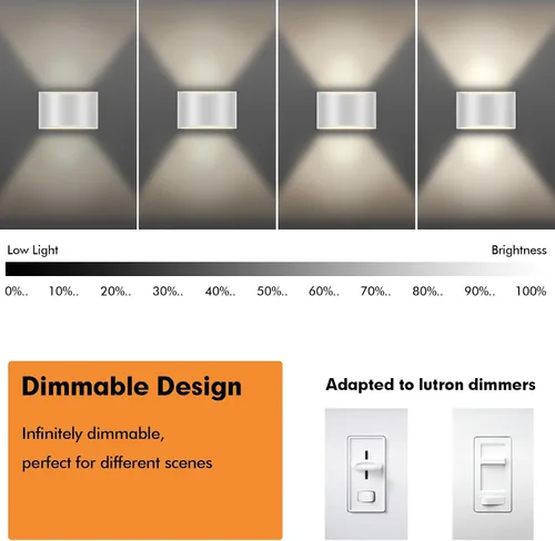 Vista 5 de Juego de dos apliques de pared Modernas luces LED de pared para interiores, luz de montaje en pared arriba y abajo, aluminio, cableado, regulable