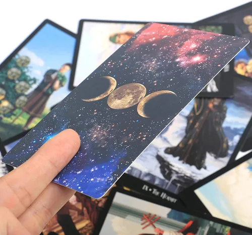 Vista 4 de Fankexi Juego de cartas de tarots con guía, 78 cartas de tarot de brujas, juego de adivinación del destino, duradero para principiantes y lectores