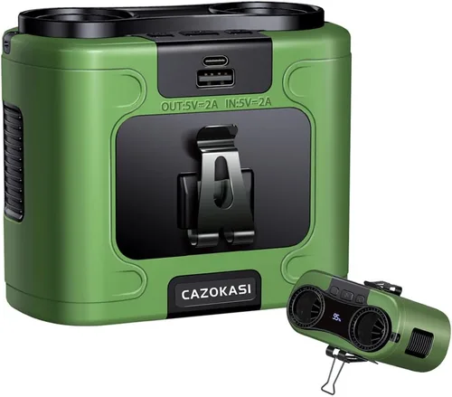 Vista 9 de CAZOKASI Ventilador personal con clip para la cintura, recargable, portátil, manos libres, para viajar, trabajar, al aire libre, oficina