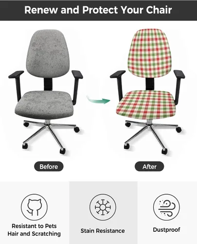 Vista 2 de Juego de 2 fundas elásticas para sillas de oficina y computadora, fundas elásticas para asiento de silla giratoria de escritorio, fundas protectoras