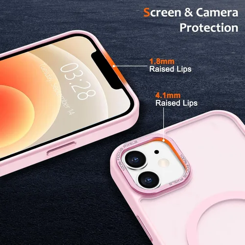 Vista 1296 de Anuck - Funda magnética para iPhone 11 compatible con MagSafe, carcasa trasera mate translúcida dura, borde de TPU, delgada, resistente a impactos