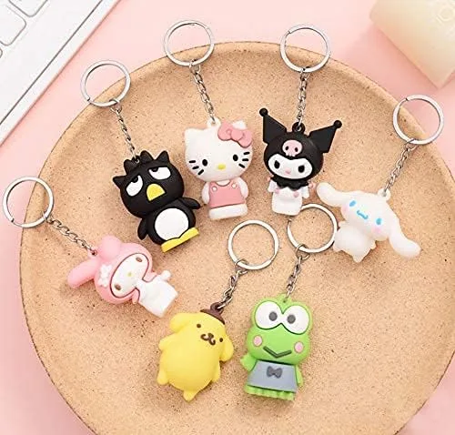 Vista 3 de SLC 7 piezas de llavero de dibujos animados lindo Kuromiii llavero melodyyy figura juguetes llavero colgantes accesorios, Multicolor