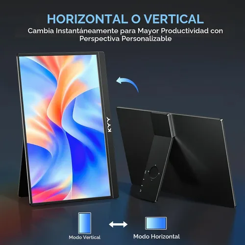 Vista 2 de KYY Monitor portátil 15.6 '' Extensor de pantalla para portátil con soporte Negro