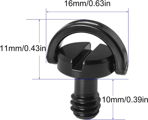 Vista 3 de Tornillo de trípode de 1/4 de pulgada, 2 piezas de acero inoxidable de 1/4 "-20 con eje en D para cámara, videocámara, trípode, placa de liberación