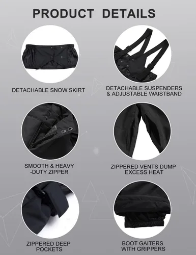 Vista 6 de Conjunto de chaqueta y pantalones de esquí para hombre, impermeable, aislado, traje de nieve acolchado para esquí, motos de nieve, senderismo