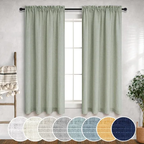 Vista 98 de Mrs.Naturall - Cortinas transparentes con bolsillo para barra de 36x63 pulgadas de lino mezclado negro