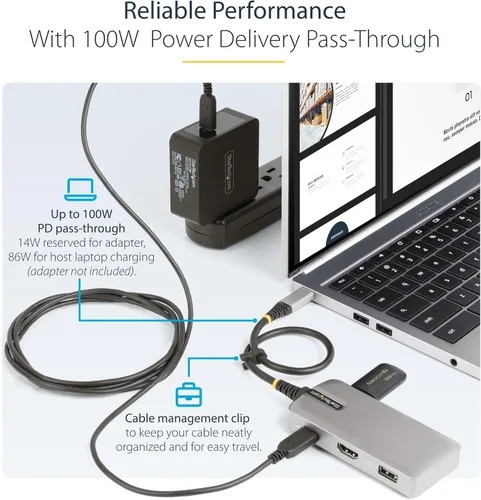 Vista 5 de StarTech Mini Dock USB-C 5 en 1 con HDMI 4K HDR10, 3 puertos 5Gbps, 100W PD Windows macOS ChromeOS iPadOS Android, WWCB certified Chromebooks