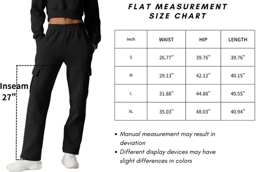 Vista 6 de QINSEN Pantalones deportivos holgados de cintura media para mujer, pantalones largos de forro polar con bolsillos