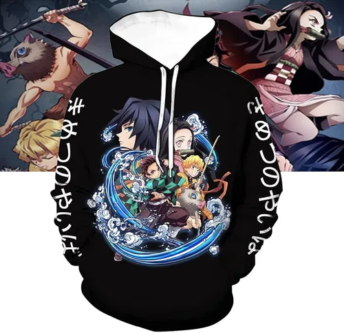 Vista 7 de Sudadera con capucha unisex Slayer con estampado 3D Kimetsu no Yaiba Anime Sudadera con capucha para hombres y mujeres