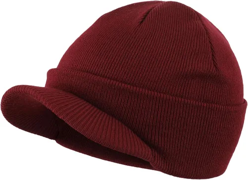 Vista 16 de Home Prefer - Gorro de invierno para hombre con visera, cálida y doble punto.