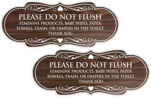 Vista 11 de Signs ByLITA Designer Please Do Not Flush Etiqutte Letrero (negro) - Pequeño 1 paquete