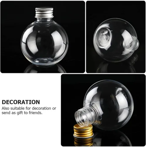 Vista 2 de SEWACC Botella de plástico transparente de 5.1 fl oz, botella de plástico transparente con forma de bombilla redonda, envases de bombilla