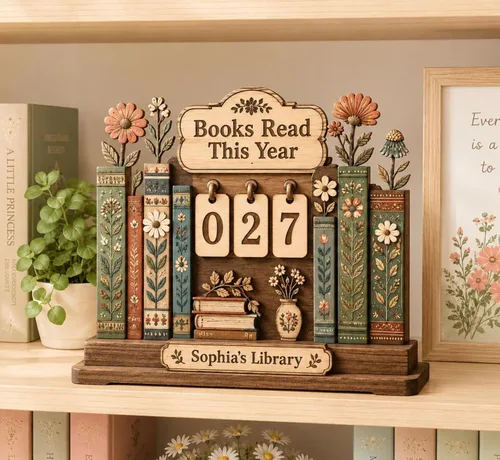 Vista 15 de Rastreador de Lectura de Libros Personalizado, Contador de Libros Leídos Este Año, Decoración de Biblioteca, Letrero de Seguimiento de Libros