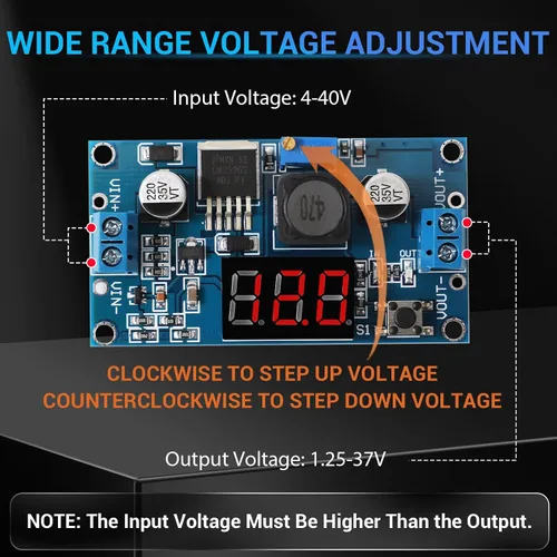 Vista 3 de DROK 10 unidades de pantalla LED LM2596 Buck Convertidor - DC a DC Buck Convertidor Regulador de voltaje ajustable 4-40V a 1.25-37V
