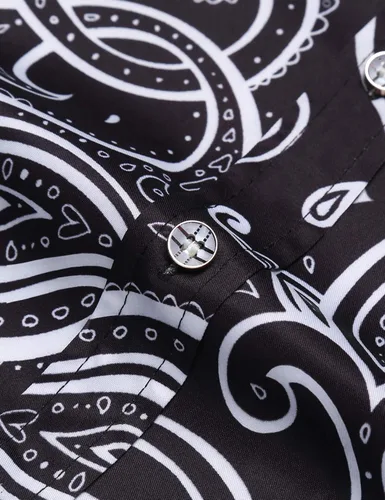 Vista 5 de Daupanzees Camisa casual de manga larga de algodón Paisley para hombre