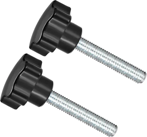 Vista 23 de Perillas de sujeción de estrella, rosca macho M6 x 0.591 in, cabeza de 1.220 in, mango de tornillo de pulgar de plástico, perno roscado negro