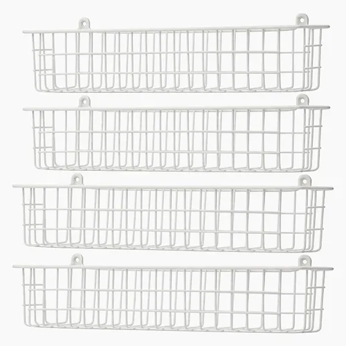 Vista 9 de Organizador de especias para montaje en pared, paquete de 2 cestas de almacenamiento de alambre negro para pared o puerta de gabinete en cocina