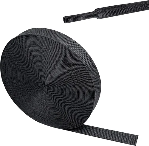 Vista 23 de Tubo de tela trenzada termorretráctil 2 en 1, ajuste ideal para manguera/cable/alambre de forma irregular (1-1/8 pulgadas, 14 pies)