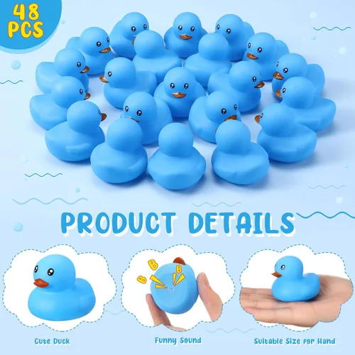 Vista 2 de Hungdao 48 mini patos de goma de 2 pulgadas para niños, regalos de fiesta, patos de baño a granel, juguetes flotantes de piscina de verano, patos