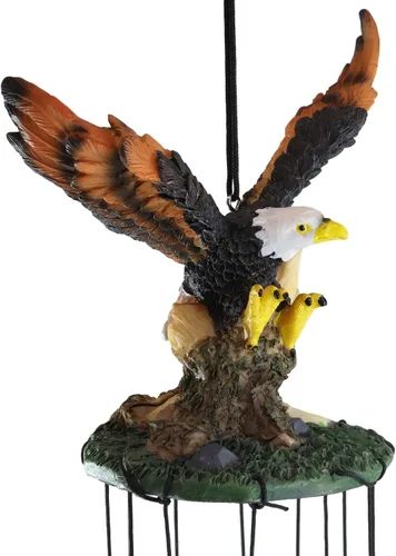 Vista 4 de Ebros Gift Colorido águila calva americana extendiendo sus alas resonante carillón de viento relajante Patio Jardín Decoración de aves silvestres