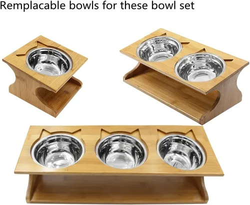 Vista 5 de Paquete de 2 cuencos de cerámica para mascotas para gatos y perros, juego de platos de comida y agua, hechos de porcelana de hueso segura