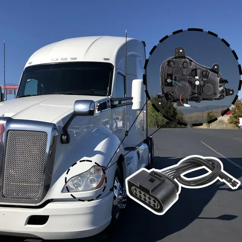 Vista 3 de Conector de coleta para faros delanteros Kenworth T680, conector de coleta de faro halógeno