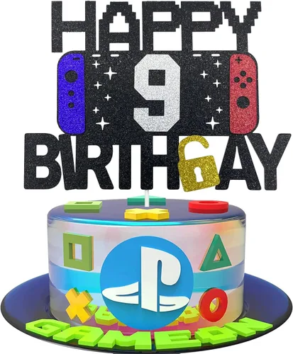 Vista 7 de Decoración de pastel de videojuegos de feliz 6º cumpleaños para niños y niñas de 6 años, decoración de fiesta de cumpleaños de nivel 6
