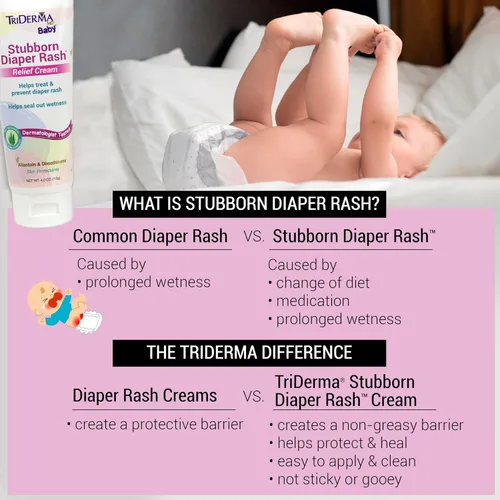 Vista 2 de TriDerma Crema para aliviar la erupción del pañal obstinada - Elegible para la FSA 2.2 oz