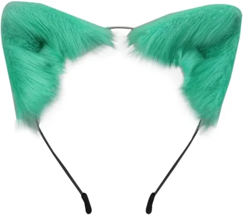Vista 5 de VIGVAN Orejas de lobo de zorro Animal Cosplay Cat Accesorios de cosplay para Halloween (negro)