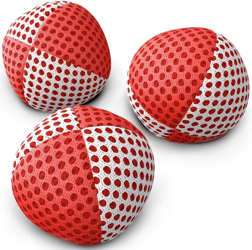 Vista 19 de speevers Juego de 3 pelotas de malabarismo para principiantes y profesionales, 14 colores disponibles, 2 capas de red y estuche de transporte, bolas