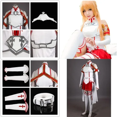 Vista 6 de Disfraz de cosplay de Asuna para mujer, talla estadounidense, color blanco