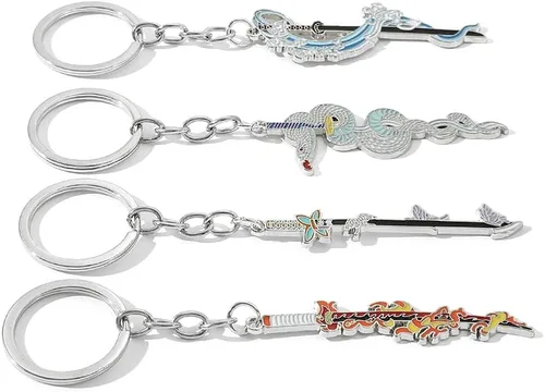 Vista 5 de Anime Slayer - Juego de pines de llavero Figuras de dibujos animados 9 Hashiras Mini Katana Sword Llaveros Esmalte Pin Joyería Hombres Mujeres