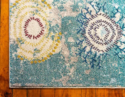 Vista 8 de Alfombra moderna Positano de estilo costero de Loom, Polipropileno, beige/azul claro
