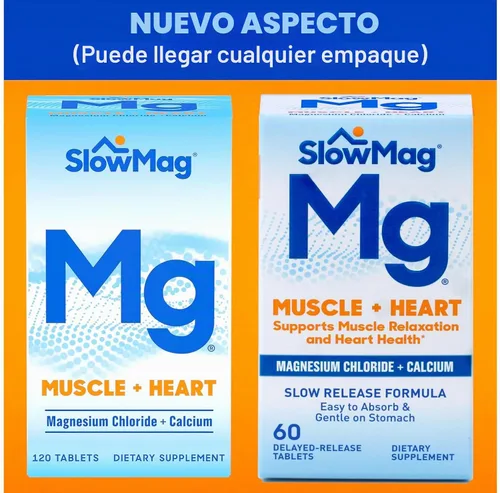 Vista 5 de Slow-Mag Slow-Mag - Cloruro de magnesio con calcio, el embalaje puede variar, 60 unidades (paquete de 3)