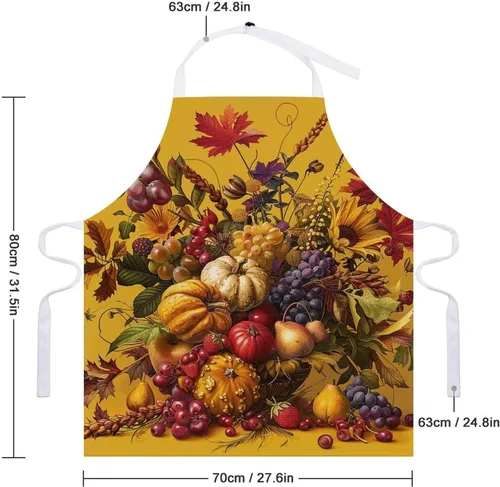 Vista 2 de MUSM Apron for Adults - 27.6 X 31.5 Inch, Heavy-Duty Polyester Aprons with Two Large Pockets, Waterproof Pale Yellow Flowers Kitchen Apron for