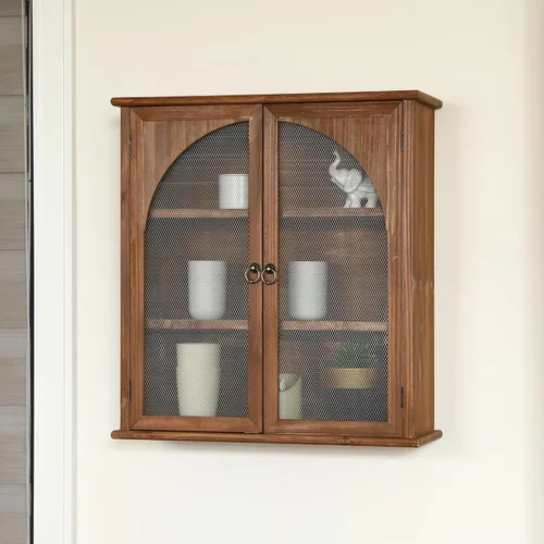 Vista 6 de COLLECTIVE HOME - Armario organizador de pared de 24 pulgadas, gabinete de baño de madera maciza con puerta arqueada, ya montado, 22 x 8 x 24