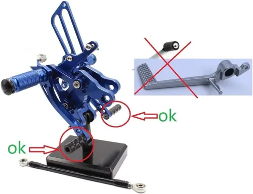 Vista 7 de Estriberas de freno para palanca de cambios de motocicleta con agujero de 0.236 in, pedal universal para retrasos, color negro