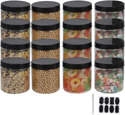 Vista 10 de zmybcpack Paquete de 12 tarros de plástico de 10 onzas con tapas, tarro