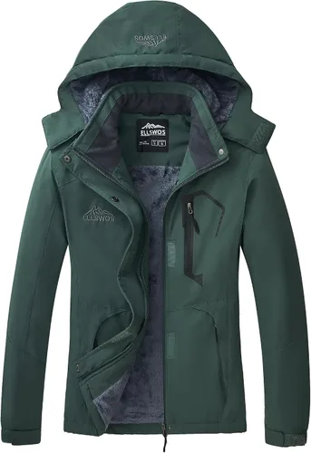 Vista 7 de ELLSWOS - Abrigos de invierno para mujer, resistentes al agua, chaqueta de esquí, abrigos cálidos para la nieve, cortavientos, impermeable
