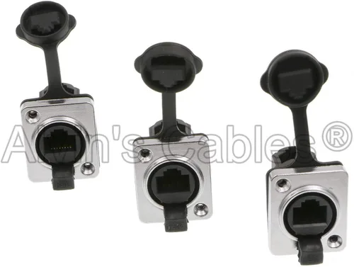 Vista 3 de Alvin's Cables 90 grados RJ45 interfaz impermeable zócalos conector IP65 Ethernet montaje en panel ángulo recto 3pcs RJ45 conector