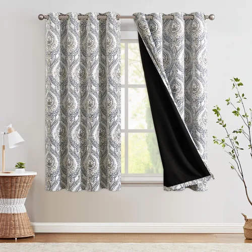 Vista 35 de jinchan Cortinas de lino texturizadas para oscurecer la sala de estar, 54 pulgadas de largo, cortinas de medallón para dormitorio, tratamientos