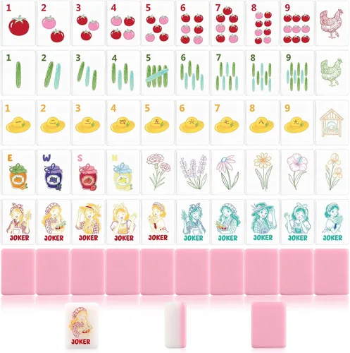 Vista 8 de Juego de azulejos Mahjong azul americano grabado con temática