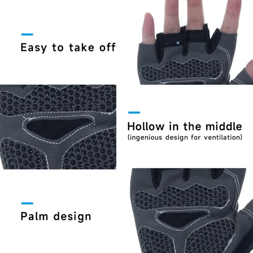Vista 2 de Bictmitc Guantes de ciclismo de montaña de gel, guantes deportivos antideslizantes, guantes de ciclismo acolchados que absorben los golpes, guantes