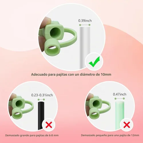 Vista 5 de LIQALU Juego de 6 fundas protectoras de paja para gatos, accesorios reutilizables para beber, de silicona, para pajitas de 0.394 in