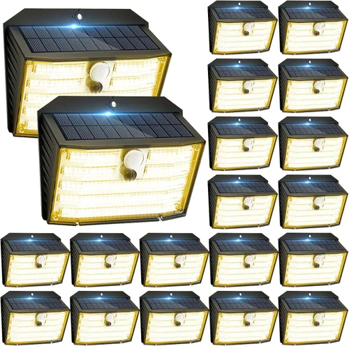 Vista 13 de CLAONER Luces solares para exteriores [126 LED], luces inalámbricas con sensor de movimiento, luces de seguridad impermeables IP65, 3 modos, ángulo