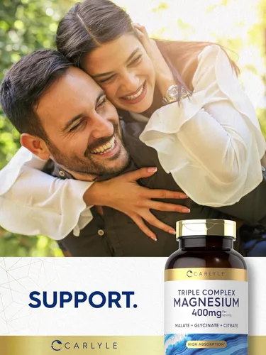 Vista 6 de Carlyle Complejo triple de magnesio 400 mg 240 cápsulas Malato de magnesio, glicinato y citrato Suplemento vegetariano, sin OMG y sin gluten