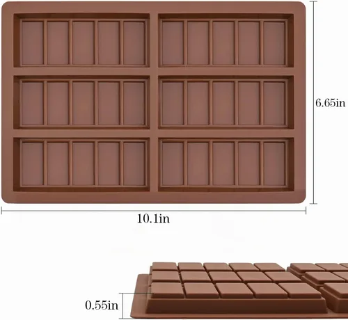 Vista 3 de Moldes de silicona para derretimiento de cera de 2 piezas, molde rectangular para barra de chocolate Nonstick, Food Grade Material, Silicone Wax